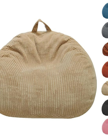 Stuffed Animal Storage Bean Bag Chair - Bean Bag for Kids - Toy Storage Bag - Chair Gifts for Kids (Small, Khaki) - LeafyLoom