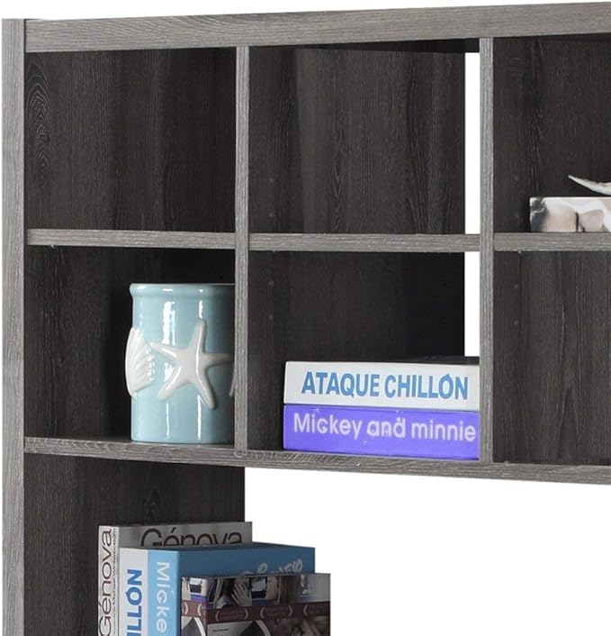 Monarch Specialties I Storage-Bookcase Left Or Right Set Up-Corner Desk with Multiple Adjustable Shelves, 60"L, Dark Taupe - LeafyLoom