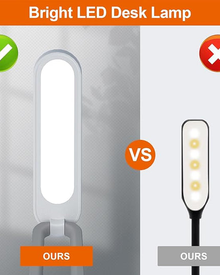 LED Desk Lamp for Office Home & Battery Operated Lamp Rechargeable Lamp Foldable & Portable Light, LED Desk Light Strip, 3 Brightness Dimmable Small Desk Lamp Wireless Reading Lamp(2PACK) - LeafyLoom