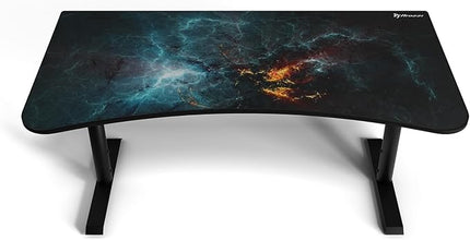 Arozzi Arena Special Edition Ultrawide Curved Gaming and Office Desk with Full Surface Water Resistant Desk Mat Custom Monitor Mount Cable Management Cut Outs - Omega - LeafyLoom