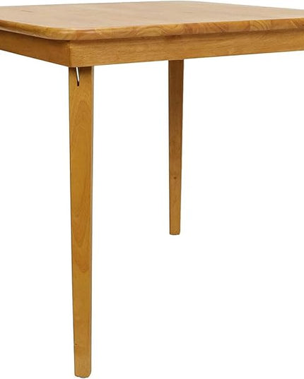 MECO Stakmore Straight Edge Solid Wood Folding Card Table, Folds to Deep 3.38 Inches for Easy Storage, 29.5″H x 32″W x 32″D, Oak Finish - LeafyLoom