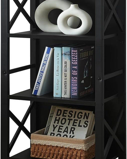 Bookcase, Industrial Small Bookshelf,4-Tier Narrow Bookcase Storage Organizer, Small Book Shelf for Small Spaces, Living Room, Bedroom and Home Office, Black - LeafyLoom