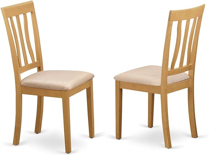 East West Furniture Eden 3 Piece Kitchen Set Contains a Round Dining Room Table with Pedestal and 2 Linen Fabric Upholstered Chairs, 30x30 Inch, ESAN3-OAK-C - LeafyLoom