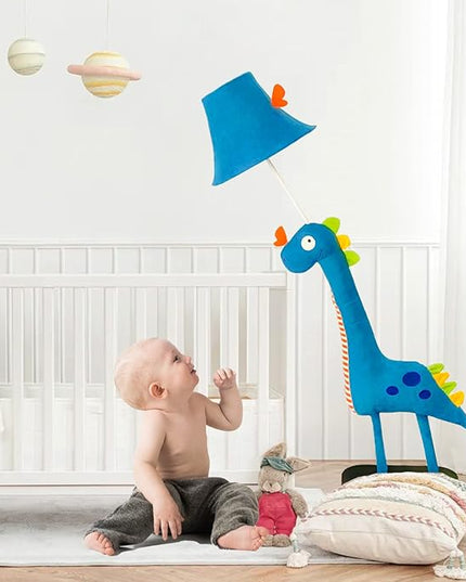 Kids Floor Lamp, Blue Dinosaur Design 50 Inch Modern Floor Lamp for Bedroom, Hand-Stitched Toy Standing Lamp for Living Room, Package Come with an E26 LED Bulb - LeafyLoom