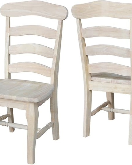 International Concepts Country french Chair with Solid Seat, Unfinished - LeafyLoom
