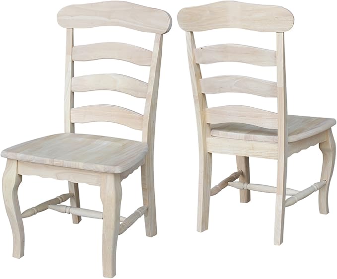 International Concepts Country french Chair with Solid Seat, Unfinished - LeafyLoom