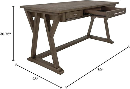 Signature Design by Ashley Luxenford Rustic Farmhouse 60" Home Office Desk with Drawers, Distressed Gray - LeafyLoom