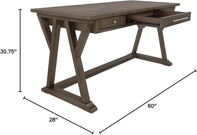 Signature Design by Ashley Luxenford Rustic Farmhouse 60" Home Office Desk with Drawers, Distressed Gray - LeafyLoom