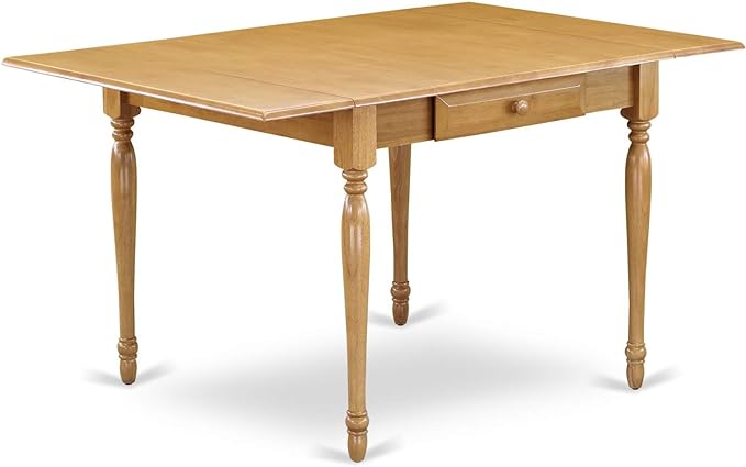 East West Furniture Monza Modern Kitchen Rectangle Dining Table Top with Dropleaf & Stylish Legs, 36x54 Inch, Oak - LeafyLoom