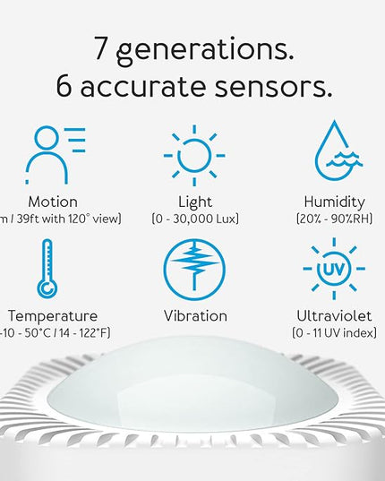Aeotec MultiSensor 7, 6-in-1 Zwave Sensors Contains Monitor Motion, Temperature, Light, Humidity, UV, and Vibration, Z-Wave Plus, Gen7, S2, SmartStart Enabled, Compatible with Zwave Hub Smartthings Aeotec