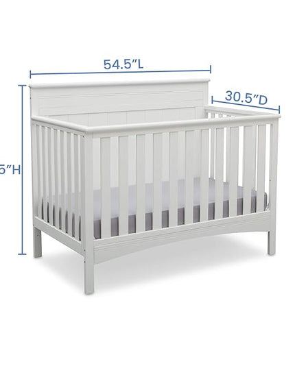 Delta Children Fancy 4-in-1 Crib, Bianca + Serta Perfect Slumber Dual Sided Recycled Fiber Core Crib and Toddler Mattress (Bundle) - LeafyLoom