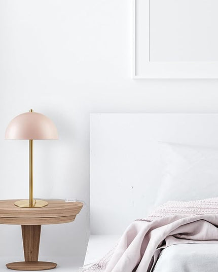 Globe Electric 52332 15" Desk Lamp, Matte Pink, Matte Brass Accents, in-Line On/Off Rocker Switch - LeafyLoom