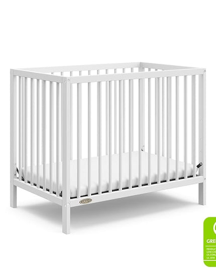 Graco Teddi 4-in-1 Convertible Mini Crib with Bonus Water-Resistant Mattress (White) – GREENGUARD Gold Certified, 2.75-Inch Mattress Included, Convenient Size, Easy 30-Minute Assembly - LeafyLoom