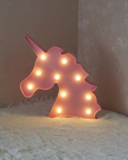 Unicorn LED Night Lamp Decorative Marquee Signs Battery Operated Light for Party Supplies -Wall Decoration for Living Room,Bedroom(Pink Unicorn Head) - LeafyLoom
