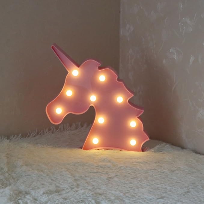 Unicorn LED Night Lamp Decorative Marquee Signs Battery Operated Light for Party Supplies -Wall Decoration for Living Room,Bedroom(Pink Unicorn Head) - LeafyLoom