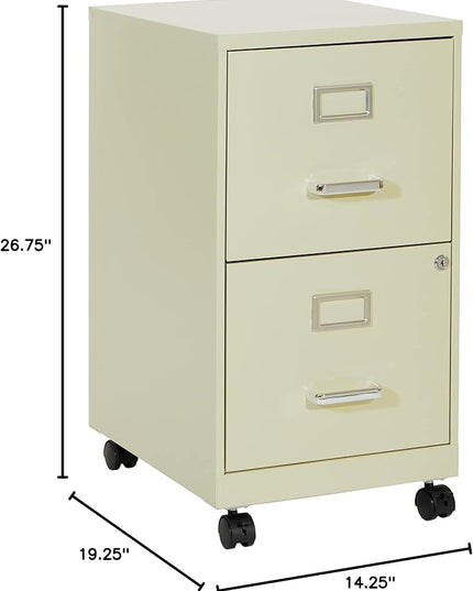 OSP Home Furnishings 2 Drawer Mobile Locking Metal File Cabinet, Tan - LeafyLoom