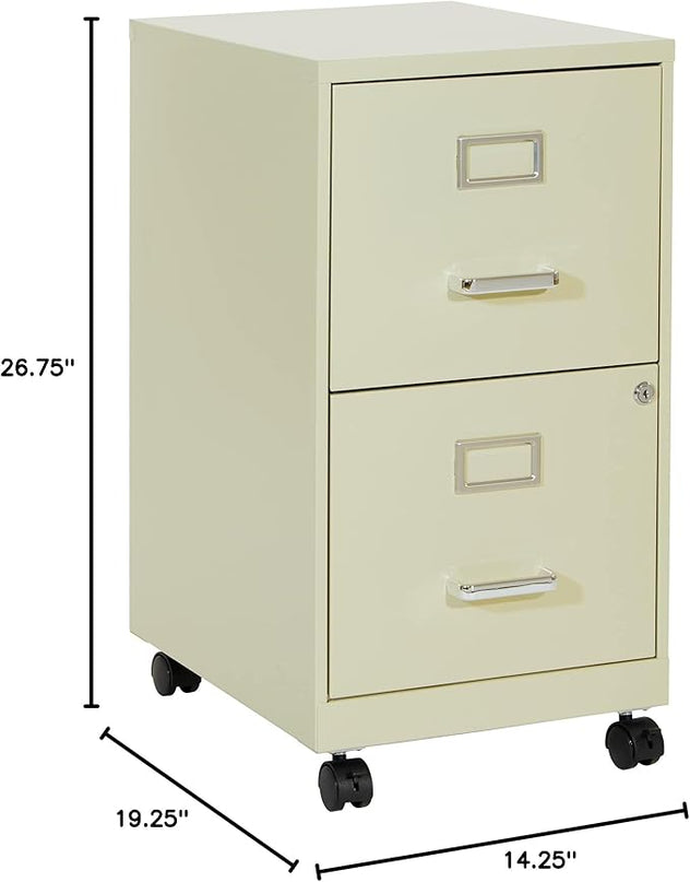OSP Home Furnishings 2 Drawer Mobile Locking Metal File Cabinet, Tan - LeafyLoom