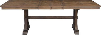 NicBex Dining Table Contemporary Kitchen Table Farmhouse Rustic Dining Table, Gray Fabric, Rustic Brown & Oak Finish Rectangular Dining Table, Easy Assembly, Brown - LeafyLoom