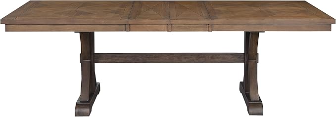 NicBex Dining Table Contemporary Kitchen Table Farmhouse Rustic Dining Table, Gray Fabric, Rustic Brown & Oak Finish Rectangular Dining Table, Easy Assembly, Brown - LeafyLoom