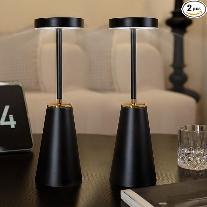 Touch Desk Lamps for Bedroom, Cordless Table Lamps for Nightstand with USB Rechargeable Battery, Dimmable Bedside Lamps Set of 2 & LED Desk Light for Bar Cafe Camping Office Living Room Outdoor - LeafyLoom