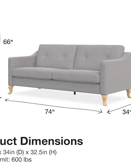 Mr. Kate Tess Sofa with Soft Pocket Coil Cushions, Small Space Living Room Furniture, Light Gray Linen - LeafyLoom
