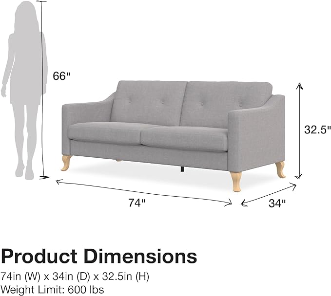 Mr. Kate Tess Sofa with Soft Pocket Coil Cushions, Small Space Living Room Furniture, Light Gray Linen - LeafyLoom