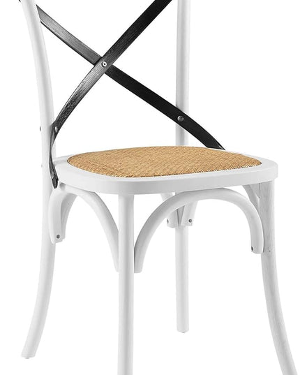 Modway Gear Side Set of 2, Two Dining Chairs, White Black - LeafyLoom