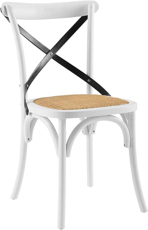 Modway Gear Side Set of 2, Two Dining Chairs, White Black - LeafyLoom