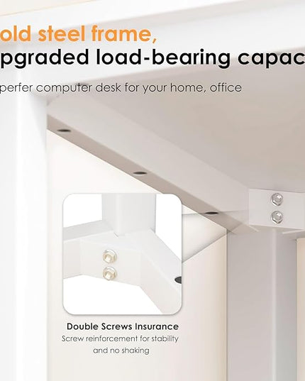 sogesfurniture 31.5 inches Office Desk Computer Desk Gaming Desk Computer Table Sturdy Writing Workstation for Home Office, White - LeafyLoom