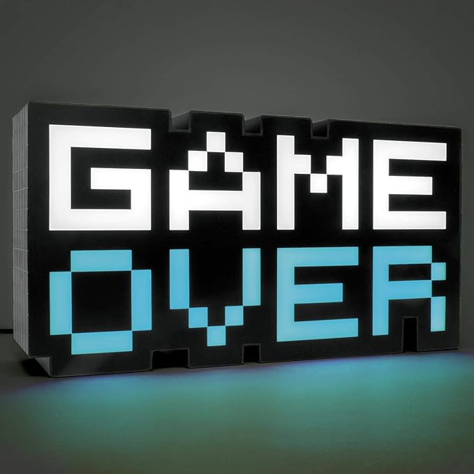 Game Over 8-Bit Pixel Light, Color Changing and Sound Reactive Mood Light, Retro Gaming Room Decor and Gift for Gamer - LeafyLoom