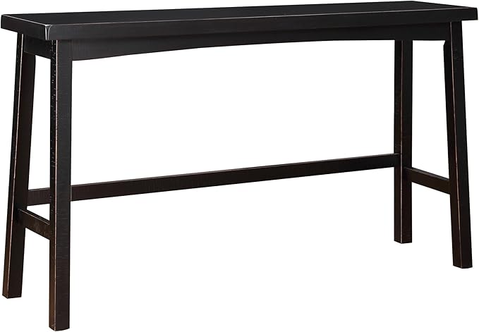 Lexicon Bar Table Set for 3, Small Kitchen table set Kitchen Island Table with 3 Saddle Bar Stools, 4 Piece Dining Table Set for Breakfast Nook, Living Room, Apartment, Pub Height, Black - LeafyLoom
