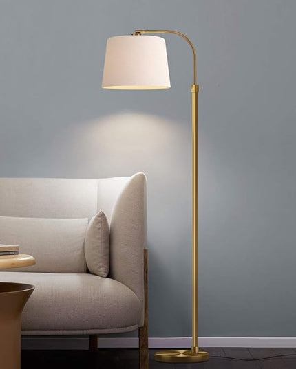 Oneach 62" Gold Floor Lamp for Living Rooms Tall Arc Standing Lamps for Bedrooms Industrial Corner Nursery Girls Kid Vintage Mid-Century Modern Reading Light Office Antique Brass Shade Lantern - LeafyLoom