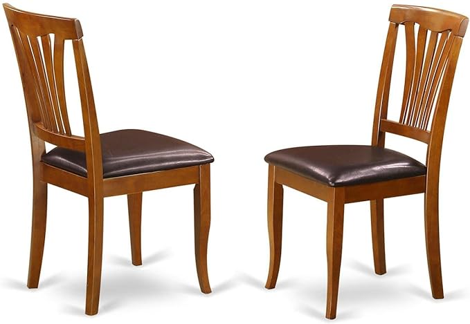 East West Furniture DLAV5-SBR-LC 5 Piece Dining Room Table Set Includes a Round Kitchen Table with Dropleaf and 4 Faux Leather Upholstered Dining Chairs, 42x42 Inch, Saddle Brown - LeafyLoom