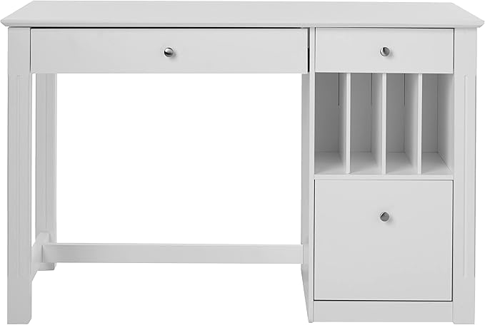 Walker Edison Modern Wood Computer Writing Desk Storage File Drawer Office Home Office Workstation Small, 48 Inch, White - LeafyLoom