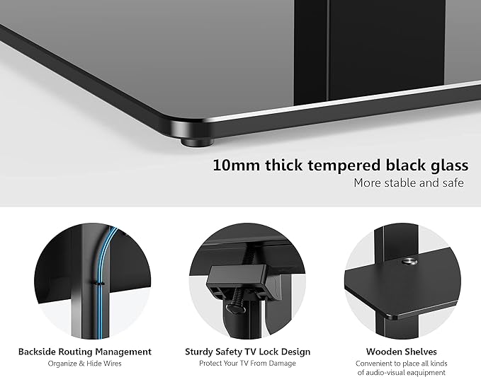 FITUEYES Swivel Floor TV Stand with Mount for TVs 37 43 50 55 60 65 70 75 Inch LCD LED Flat/Curved Screens Universal Swivel Televisions TV Mount Stand for Bedroom Living Room Black Tempered Glass Base - LeafyLoom