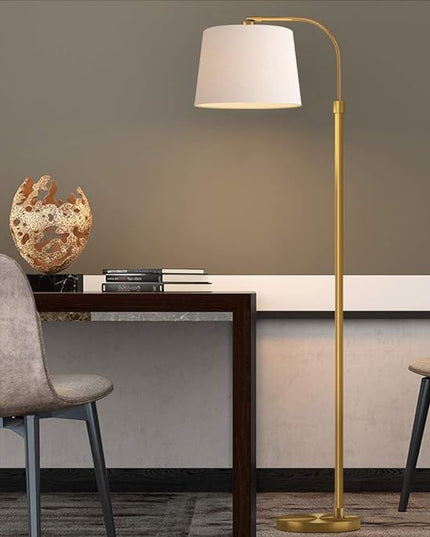 Oneach 62" Gold Floor Lamp for Living Rooms Tall Arc Standing Lamps for Bedrooms Industrial Corner Nursery Girls Kid Vintage Mid-Century Modern Reading Light Office Antique Brass Shade Lantern - LeafyLoom