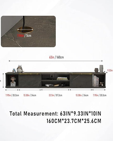 Pmnianhua Floating TV Stand with 2 Drawers,63'' Wall Mounted Floating TV Shelf,Floating Shelf for Under TV,Floating TV Unit with Storage for Bedroom Living Room(Grey) - LeafyLoom