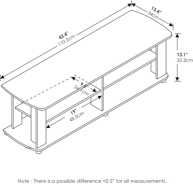 Furinno 11191BK THE Entertainment Center TV Stand, Black - LeafyLoom
