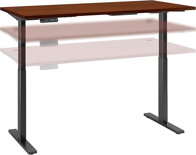 Bush Business Furniture Move 60 Electric Ergonomic Sit-Stand Computer Table for Home and Professional Office, 72W x 30D, Hansen Cherry - LeafyLoom