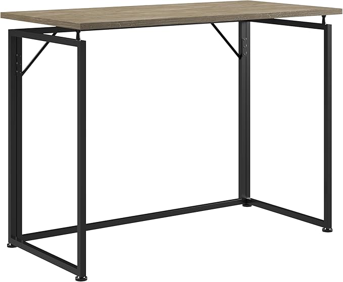 Techni Mobili Space Saving Folding Desk, Grey - LeafyLoom