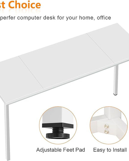 SogesGame Computer Desk, 71 inches Desk & Workstations for Home Office, Writing Study Corner Desk, Modern Simple Style Laptop Table, Easy to Assemble, White - LeafyLoom