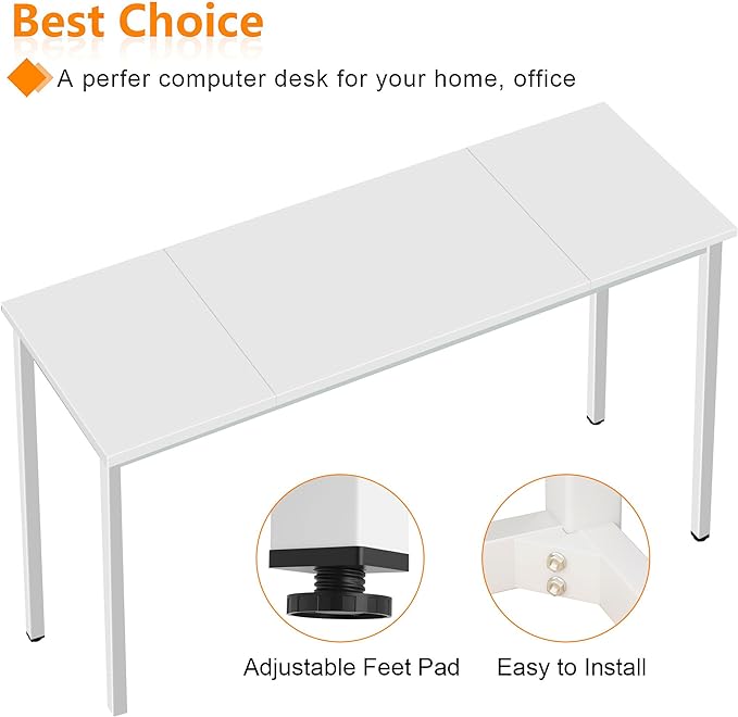 SogesGame Computer Desk, 71 inches Desk & Workstations for Home Office, Writing Study Corner Desk, Modern Simple Style Laptop Table, Easy to Assemble, White - LeafyLoom