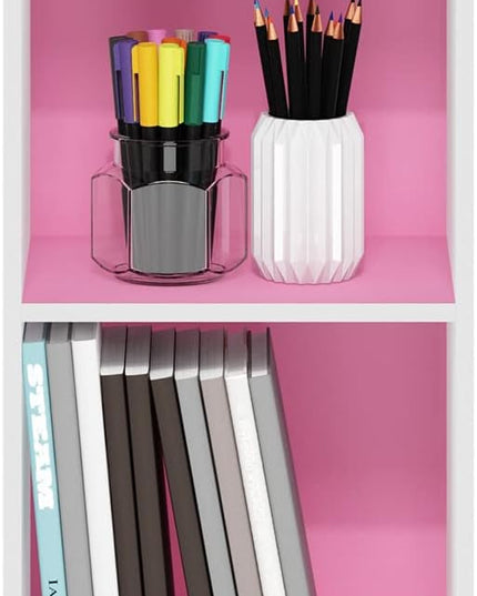 Furinno Luder Bookcase / Book / Storage, 4-Tier Cube, Pink/White - LeafyLoom