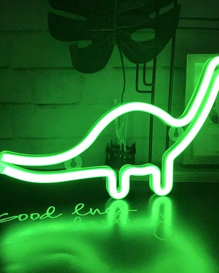 QiaoFei Dino Neon Light Sign, Dinosaur Decor Lamp Wall Art Sign for Kids Gift Battery or USB Operated Table LED Night Lights for Girls Bedroom,Living Room,Christmas,Party,Home Accessories - LeafyLoom