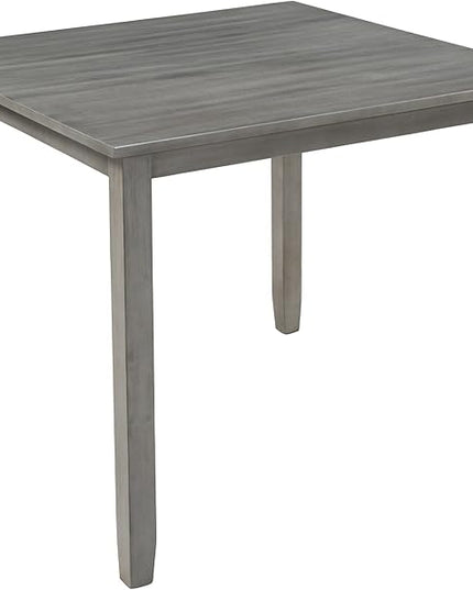 RITSU 5 piece set industrial wooden table and 4 chairs, high density foam linen upholstery, suitable for dining, living room, kitchen and various small spaces, gray - LeafyLoom