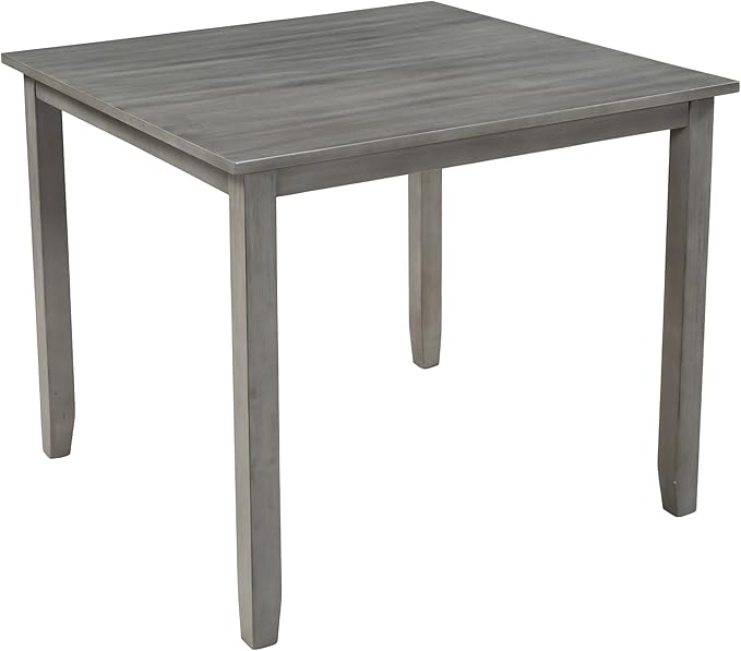 5 Piece Set Industrial Wooden Kitchen Table and 4 Chairs for Dining Room, Grey, Gray - LeafyLoom
