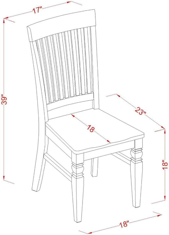 East West Furniture Weston Dining Slat Back Wood Seat Kitchen Chairs, Set of 2, WEC-BLK-W - LeafyLoom