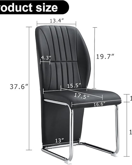 NicBex Dining Chairs Set of 4 Modern PU Dining Room Kitchen Chairs with Wrap-Around High Backrest,Silver Metal Legs,Chairs for Dining Room, Kitchen,Living Room, and Restaurants,Black - LeafyLoom