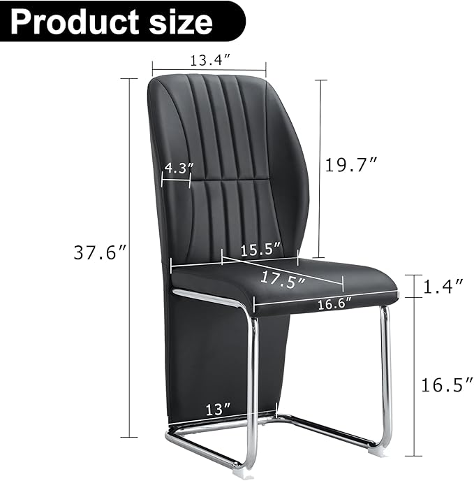 NicBex Dining Chairs Set of 4 Modern PU Dining Room Kitchen Chairs with Wrap-Around High Backrest,Silver Metal Legs,Chairs for Dining Room, Kitchen,Living Room, and Restaurants,Black - LeafyLoom