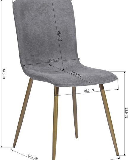 FurnitureR Dining Chairs Set of 4, Upholstered Terry Fabric Accent Side Chair Armless Mid-Back with Metal Legs for Living Room Kitchen Dining Room, Dark Grey - LeafyLoom